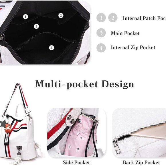 PU Leather Backpack for Women Travel Daypack Casual Shoulder Purse